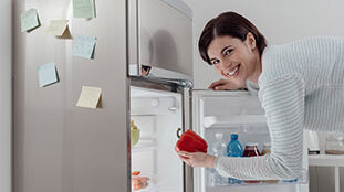 Frau mit sparsamen Kühlschrank