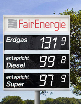 Erdgas-Tankstelle mit Preisanzeige